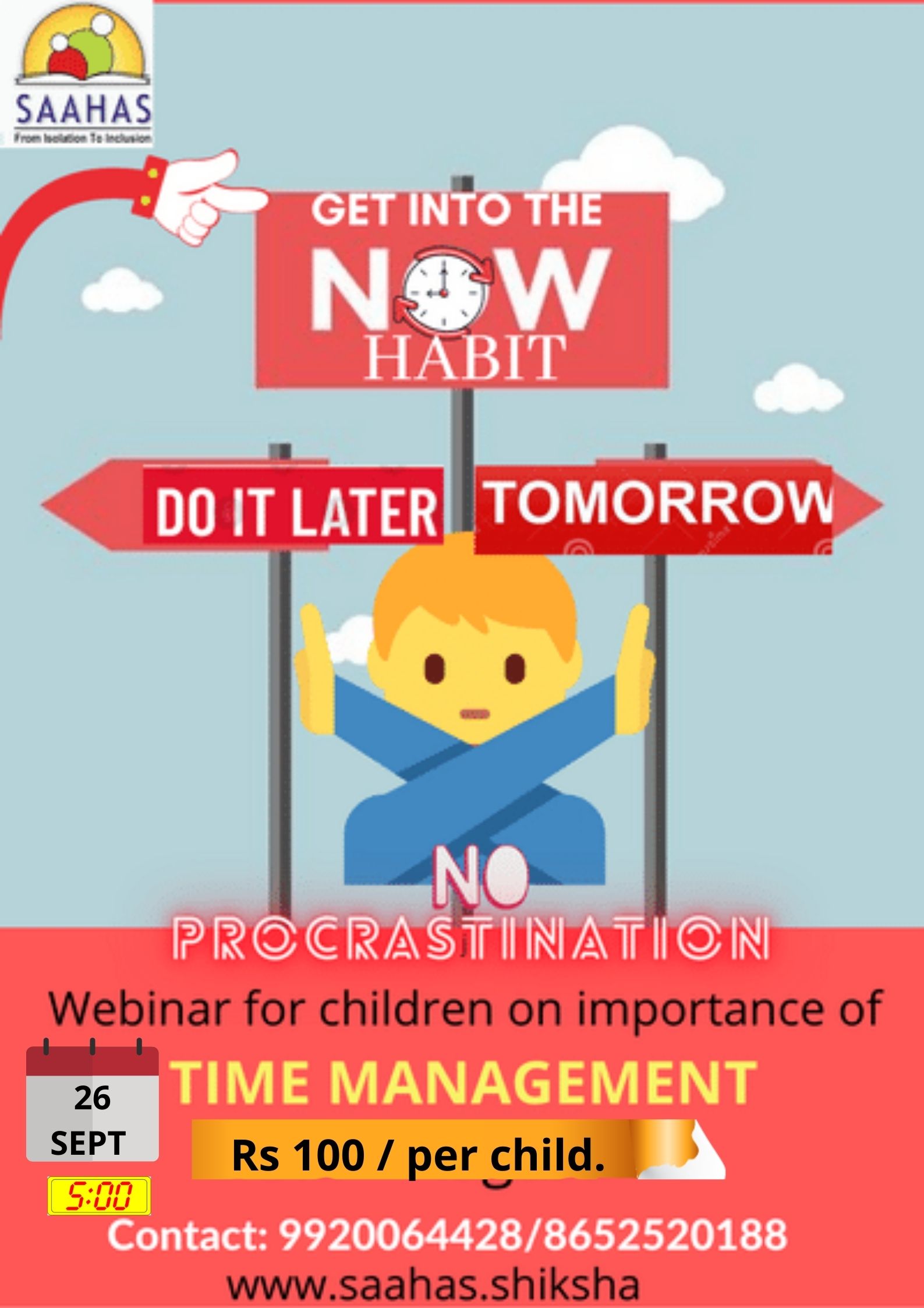 Time Management – Get Into The NOW Habit           Webinar for children